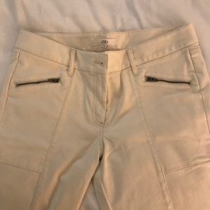 LOFT - Cream Moto Style Skinny Jeans